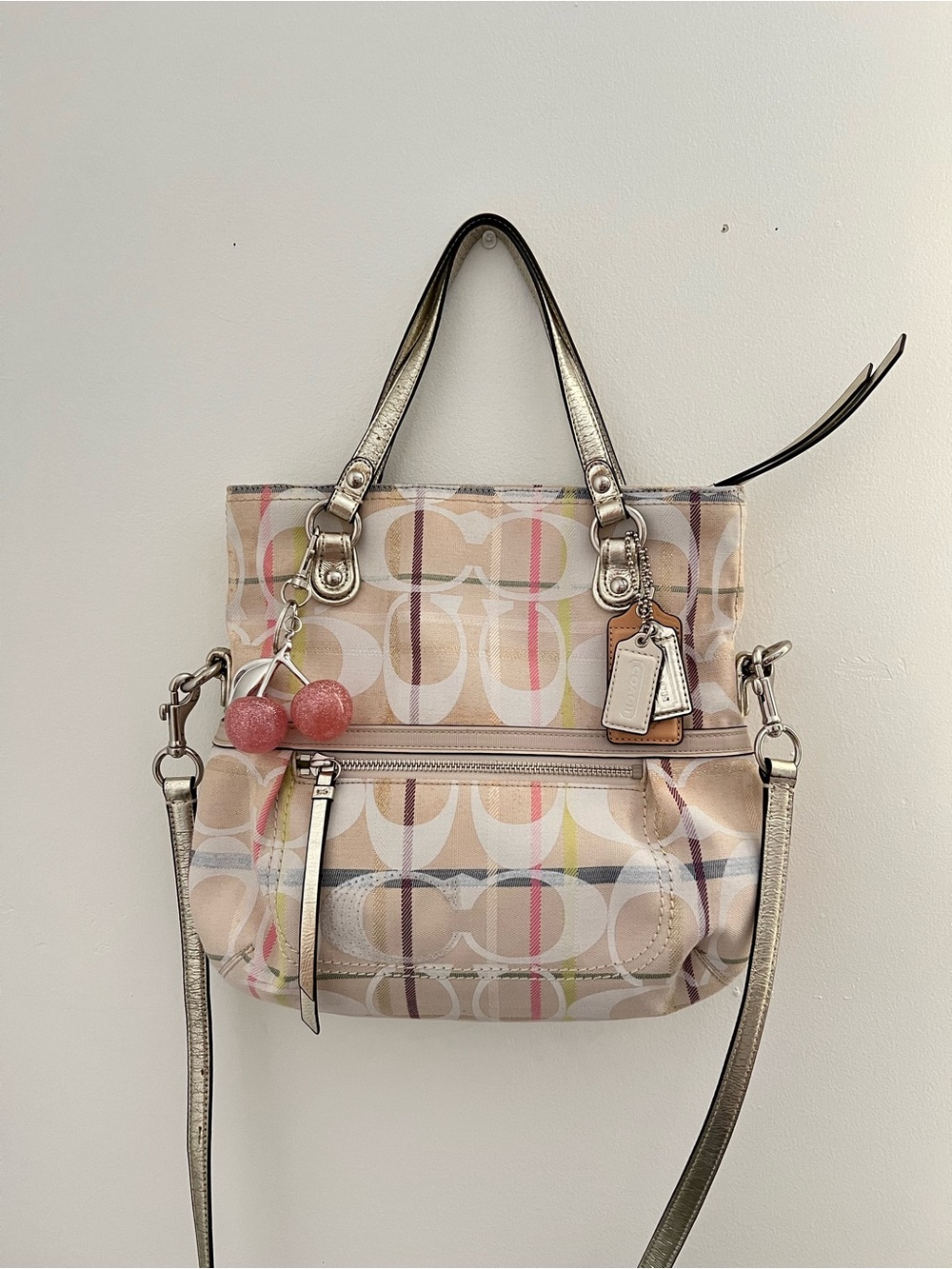 Coach Pastel Signature Plaid 2way Bag